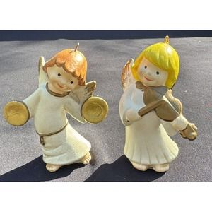 2 Vintage Colonial Of Cape Cod Christmas Angel Playing Band Ornaments -S82